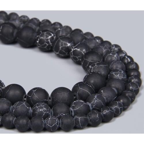 Black Matte Turquoises Stone Beads Charm 4-12MM Loose Stone Spacer Beads For Women Men Jewelry Making Wholesale Accessories Bulk