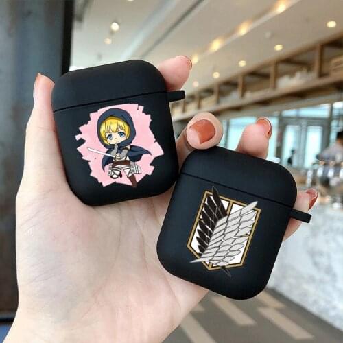Japan Anime Attack on Titan Headphone Case For Apple AirPods 1 2 Shockproof Silicone Protection Wireless Earphone Box Cover