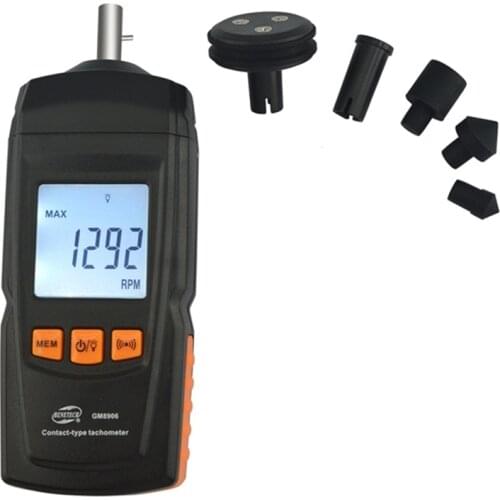 Digital Contact Tachometer Rotate Speed Linear Velocity Motor Frequency Meter 0.5~19999RPM Value Data Hold LCD Speedometer Tip