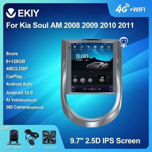 EKIY Android 10 Tesla Style Car Radio For KIA SOUL 2010 2011 2012 2013 Navigation GPS Stereo Multimedia Player Vertical Screen