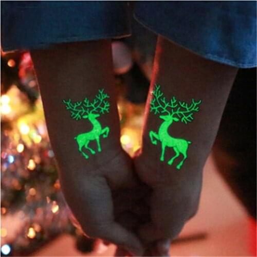 Hot Sell Party Decoration 1Pc Luminous Temporary Tattoo Stickers Christmas Carnival Party Year Decor Christmas Decorations