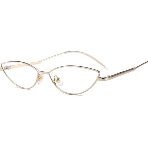 Italy Design CE Cat 3 UV400 Narrow Cat Eye Fashion Sunglasses Curved Metal Legs Women Glasses