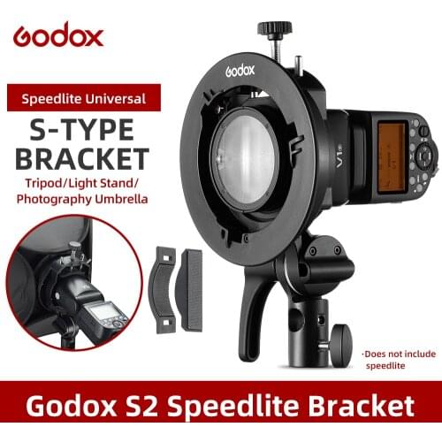 In Stock!!! Godox S2 Bowens Mount Flash S-type Holder Bracket for Godox V1 V860II AD200 AD400PRO Flash Speedlite Snoot Softbox