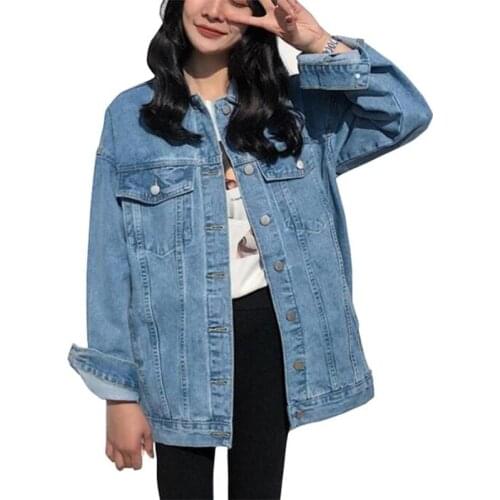Spring Autumn Womens Denim Jacket 2021 New Korean Style Solid Casual Blue Jackets Autumn Plus size Loose Jeans Coats Female