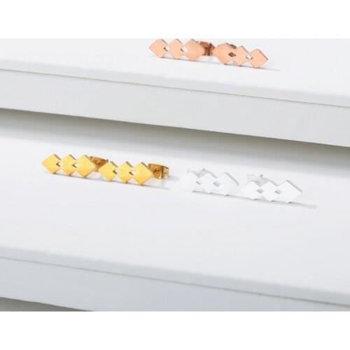 Love Heart Square Design Earring Studs Elegant Fashion Women Jewelry Girl Gifts Gold AGMXEH