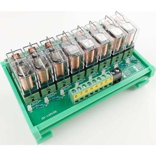 Multi Channel Omron Relay Module Amplifier Board Terminal Converter SPDT 16A PNP/NPN PLC Signal 12V DIN Rail For H32BS