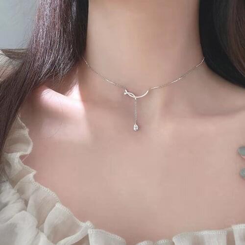 Fashion Necklace 2021 Flash Zircon Pendant Necklaces for Women Tassel Clavicle Chains Choker Necklace Jewelry Accessories Kpop