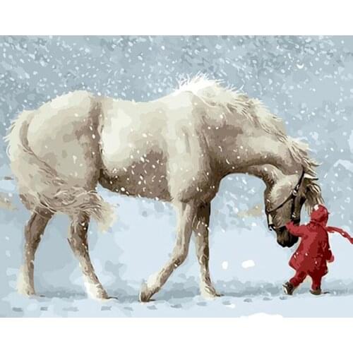 SDOYUNO 60x75cm Painting By Numbers On Canvas Horse DIY Paint By Numbers For Adult Animals Frameless Digital Painting Gift
