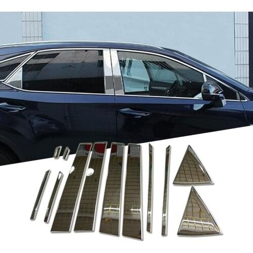 12 Pcs Stainless Steel Center Pillar Window Sill Trim Cover For Lexus RX200t RX450h 2016 Car Accessories Auto
