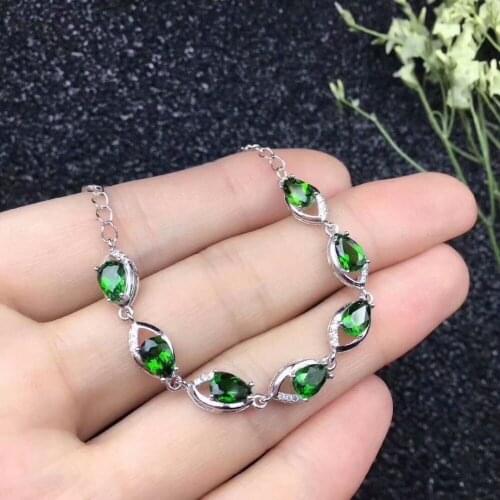 Natural tremolite bracelet 4*6mm diopside bracelet 925 sterling silver bracelet woman Beautiful party jewelry gift