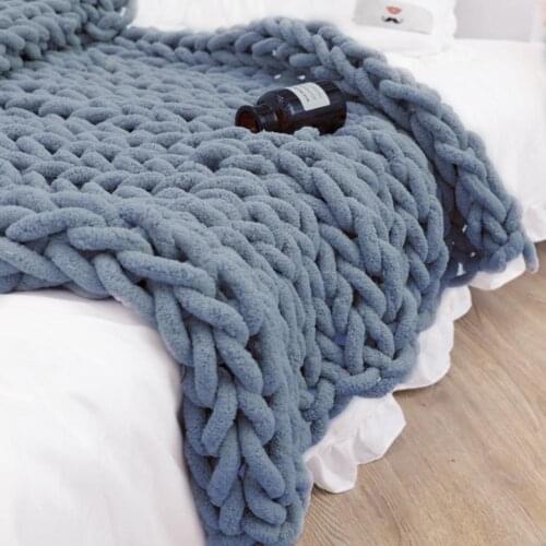 DIY Blanket Handmade Chenille Wool Yarn Coarse Wool Blanket Ice Strips Thickened Handmade Knitted Blanket Yarn