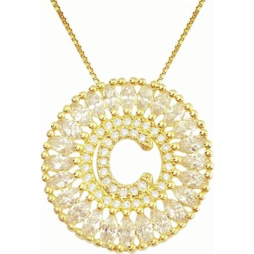 OMYFUN Factory Price Letter C Necklace Alphabet Pendant Women Mandala De Letra Kolye Collier Shining CZ Jewelry Free Shipping