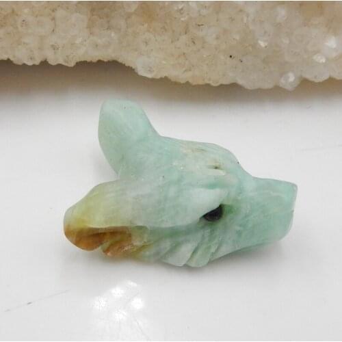 Wholesale,Carved Chrysoprase Wolf Head fashion Pendant 24x18x9mm,3.1g