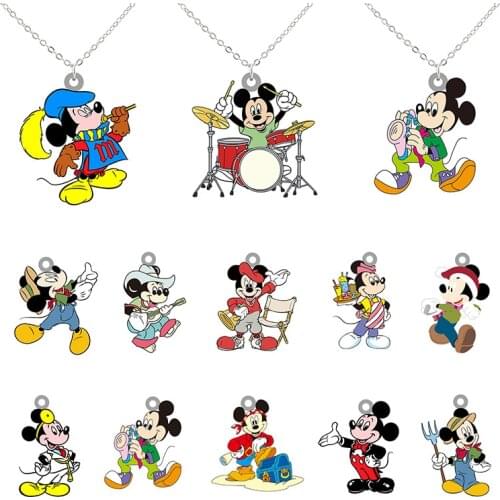 Disney Mickey Mouse Necklace Epoxy Classic Animation Character Pendant Accessories Resin Necklace Fashion Jewelry