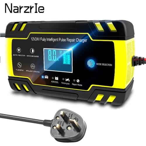 12V 24V 8A Full Automatic Car Battery Charger Intelligent Fast Power Charging Digital LCD Display for Car Motorcycle
