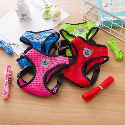 Pet Dog Harness Small Dog Chain Teddy Vest Puppies Chest Strap Breathable Mesh Harness Leash Pet Set Outdoor Perro Walking Leads