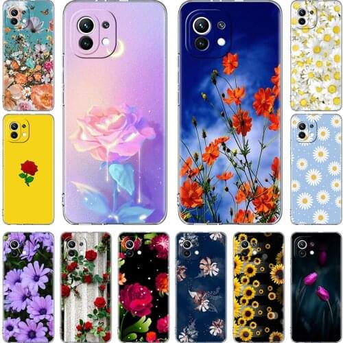 Clear Soft Case For Xiaomi Mi Poco X3 NFC 10T Pro 9T M3 11 Note 10 Lite F3 GT F1 Silicone Phone Cover Beautiful Flowers Fundas