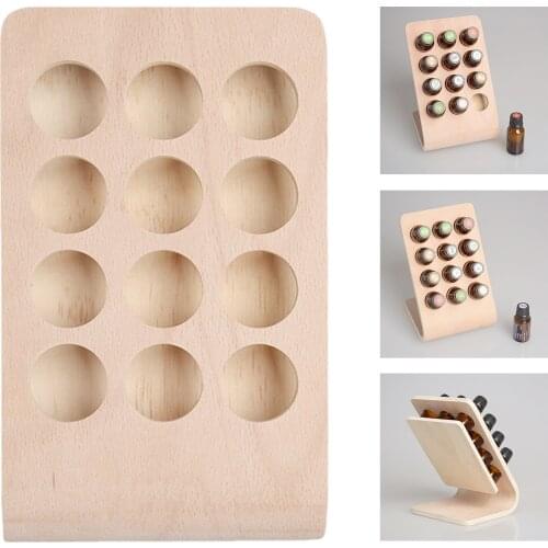 12 Slots 15ML Rectangle Wooden Essential Oil Bottle Display Stand Holder