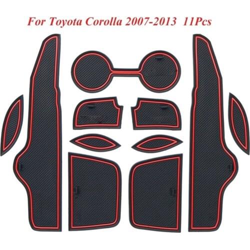For Toyota Corolla 2007 2008 2009 2010 2011 2012 2013 Red Gate Groove Pads Cup Holder Non-slip Door Slot Mat Rubber Cushion