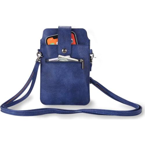 Luxury Lady Crossbody Belt Shoulder Bag Strap Double Pocket Phone Leather Case Wallet Purse For iPhone Xiaomi Smartphone Outdoor