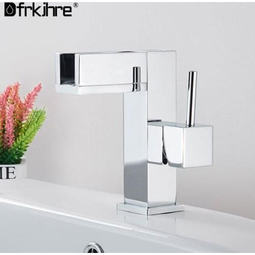 Basin Faucet Single Handle Deck Mount Waterfall Chrome Bathroom Faucet Sink Water Crane Silver Mixer Tap Cold And Hot Water Tap