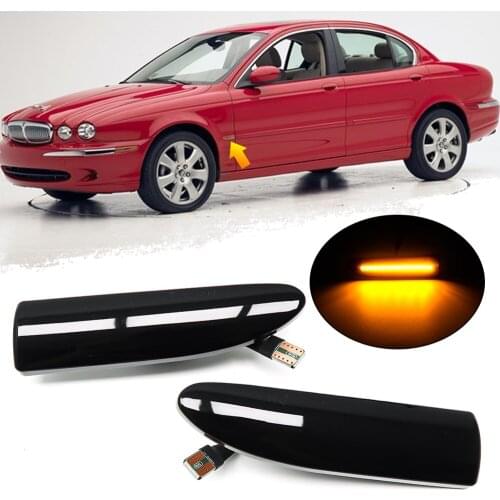 For Jaguar X-Type 2002-2009 LED Dynamic Turn Signal Light Side Marker Fender Lights Car Blinker Indicator Sequential Lamp Trim