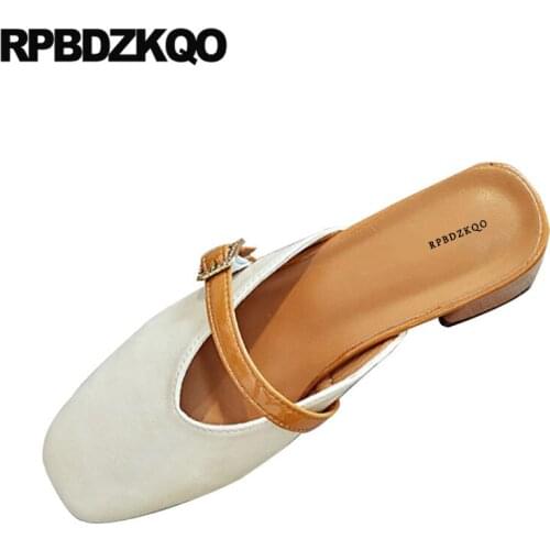 Sandals pumps mules slipper chunky thick high heels metal ladies square toe cheap women leather grey shoes medium beige belts