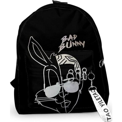 Bad Bunny Boys Girls Primary Middle School Students Schoolbag Men Women Oxford Waterproof 3D Printed Streetwear Travel Backpack