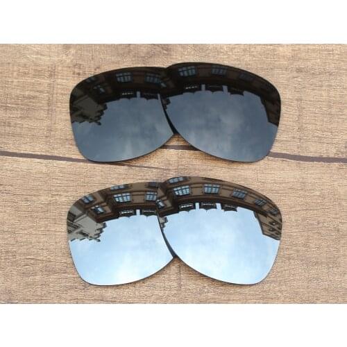 Vonxyz 2 Pairs Stealth Black & Chrome Mirror Polycarbonate Replacement Lenses for-Oakley Dispatch 2 Frame