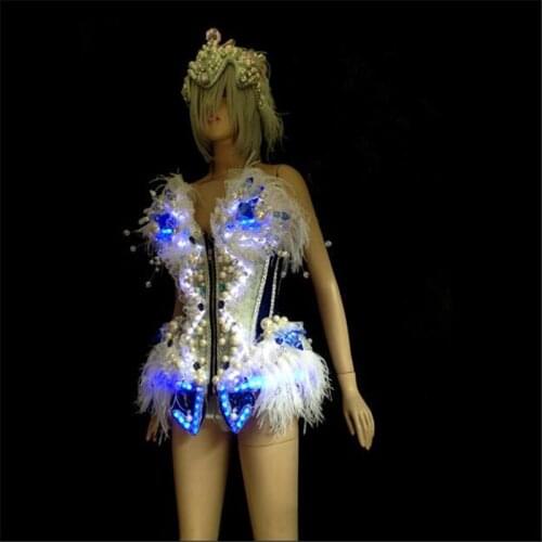 WX07Cosplay colorful LED light luminous dancing ballroom costumes music clothes bar party disco dj electronic stage show wears
