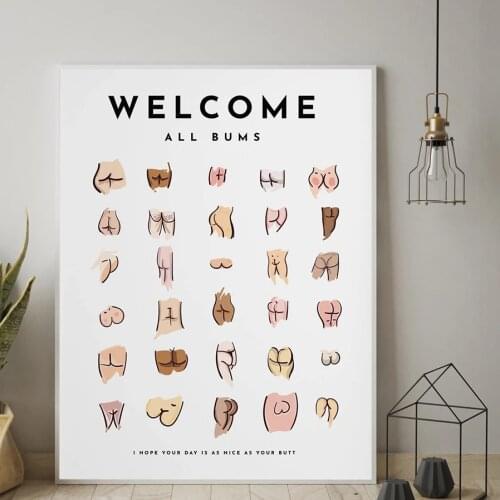 Funny Bathroom Sign Canvas Prints And Poster Cute Sexy Butts Collage Bathroom Picture Art for Men Painting Wall Toilet WC Decor