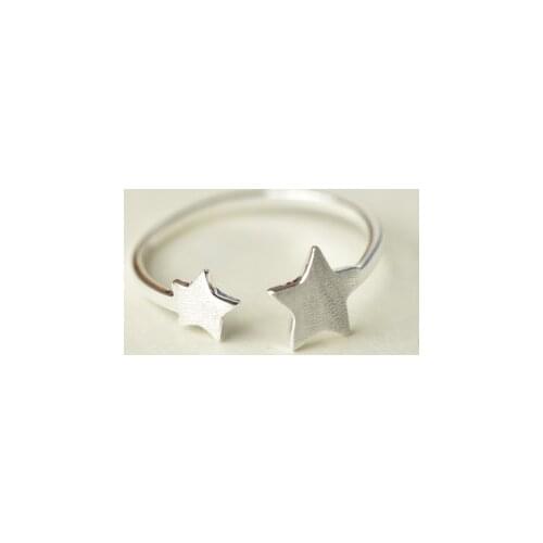 925 Sterling Silver Double stars Open Rings For Women Fashion Prevent Allergy Sterling-silver-jewelry