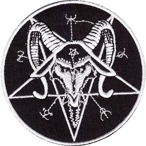 1Pcs Satan Pentagram Iron on Patch Goat Applique Evil Sign Embroidered Clothes Decoration 666 Fabric Embellishments Patchwork