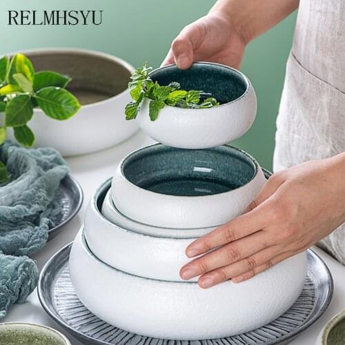 1PC RELMHSYU 6.5Inch Japanese Style Retro Ceramic Soup Ramen Restaurant Large Noodle Dinner Bowl Household Tableware