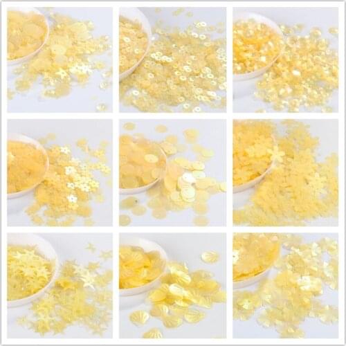 10g Matte Yellow Sequin Flower Plum Star Shell Shape Sequins Paillettes Wedding Confetti DIY Handcraft Sewing Accessories