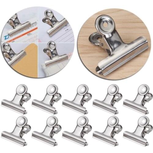 10Pcs/Set Metal Grip Clip Food Sealer Bag Clamp Paper Document Ticket Binder Clips for Kitchen Home Office Use