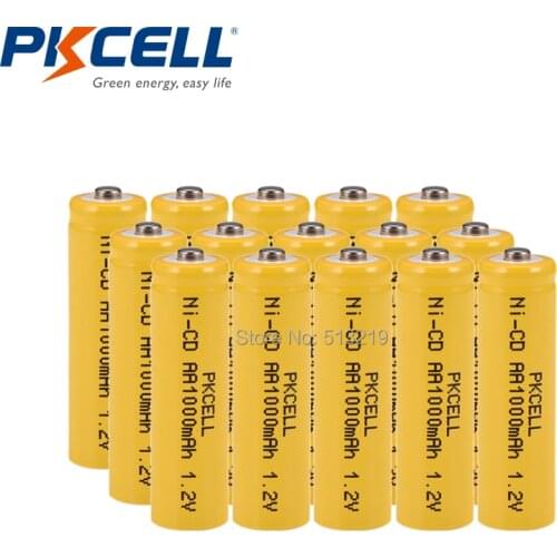 15Pcs NICD AA 1.2V 1000mAh Rechargeable Battery Button Top Garden Solar NiCd Light for Toy mouse