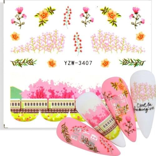 2021 New Arrival Nail Sticker Flower Leaf Tree Green Stickers for nails DIY Nail Art Decor Decals Manicure Tool Accessories