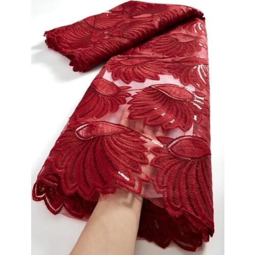 African lace fabric mesh lace with sequins french tulle lace fabric 2.5 Yards lace and sewing embroidery fabric for partyTY084