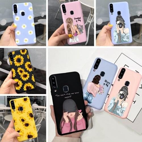 6.5" Cute Girls Phone Case For Samsung Galaxy A21 Case Samsung A21 SM-A215U A215U1 Back Shell Luxyry Liquid Silicone Galaxy A 21