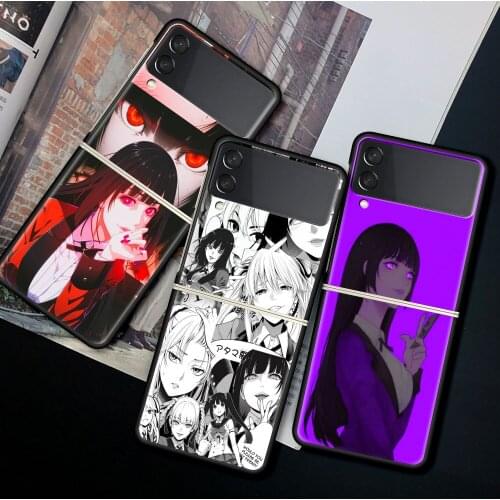 Phone Case For Samsung Galaxy Z Flip 3 5G Black Hard Cover ZFlip 3 Shockproof Bumper Z Flip3 Cases Fundas Anime Kakegurui Jabami