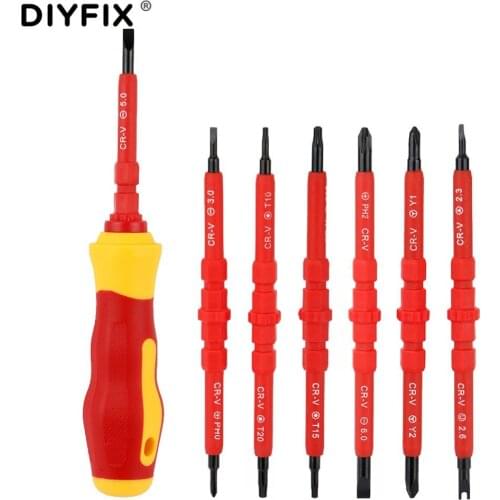 DIYFIX Magnetic DIY Precision Screwdriver Sets Tool Torx Cross Flat Y-Tip U-Shape Triangle Slotted for Laptop Mobile Phone