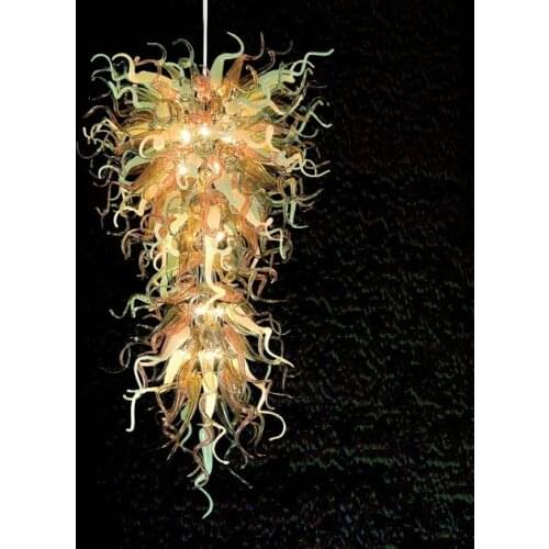 Italian Designed Lighting Lights Modern Hand Blown Glass Long Chandelier Shopping Mall Lobby Decorative Chandelier Light