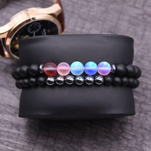 Men Woman Bead Bracelet Beaded Black Mantra Prayer Labradorite BeadsBracelet for Women and Mens Pulseras Masculina