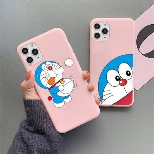 Doraemon Anime cute cartoon Phone Case Candy Color for iPhone 11 12 mini pro XS MAX 8 7 6 6S Plus X 5S SE 2020 XR