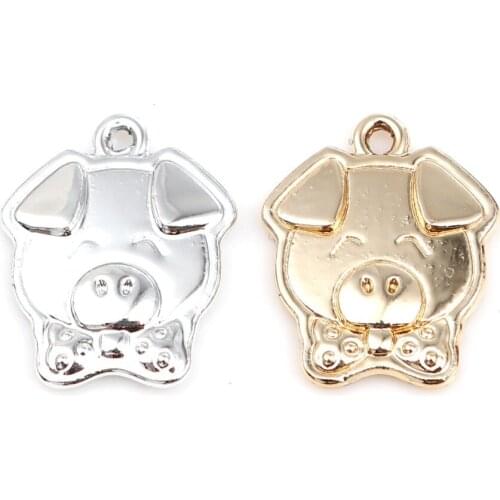 DoreenBeads Fashion Zinc Based Alloy Pendant Charms Pig Animal Gold Silver Color Jewelry DIY Findings 20mm x 16mm( 5/8"), 20 PCs