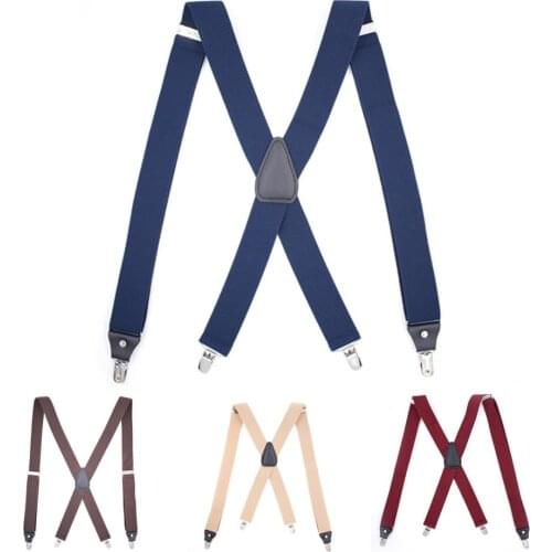 4 Clips Elasticity Suspenders Adijustable X-Shape Suspender Belt Adult Shirt Stay Braces Vintage Men Suit Trousers Shirt Holder