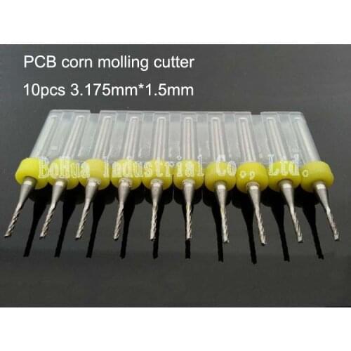 10pcs PCB milling cutter 1.5mm fish tail milling cutter corn milling cutter tungsten carbide mini end mill engraving CNC