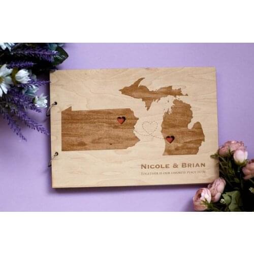 Personalized Map Wedding Guest Book Alternative,Rustic Custom Countries and States Guestbook,Unique Wedding Gift To Couple
