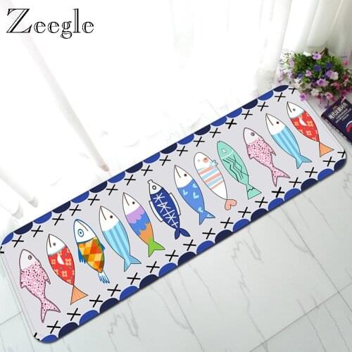 Zeegle Fish Pattern Living Room Carpet Entrance Doormat Washable Flannel Floor Mat Kitchen Long Carpet Front Door Carpet Mats